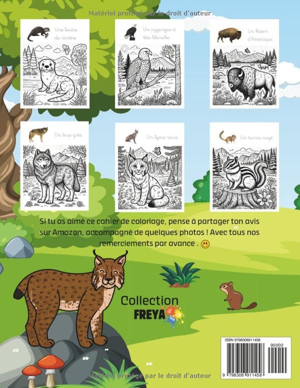 Les animaux de Yellowstone - Livre de coloriage éducatif - à partir de 5 ans: Apprendre à écrire en lettres cursives (Educational Coloring Books - Collection Freya) (French Edition)