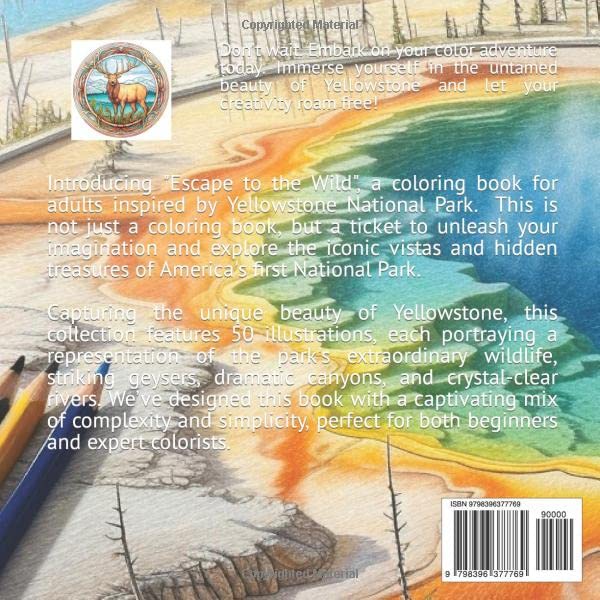 Escape to the Wild: Inspired by Yellowstone Coloring Book for Adults: Relaxing and Stress Relieving Designs Inspired by National Parks (The Parks Coloring Books For Adults)