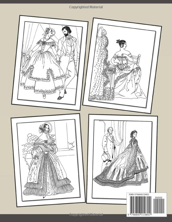 Victorian Fashion Coloring Book: 19 Century Fashion Colouring Pages For Adults, Grownups To Relaxation And Pattern