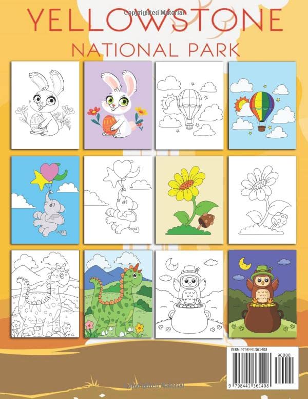 Coloring Book for Kids Ages 4-8: Dinosaur, Christmas, Xmas Holiday Designs Colouring for Boys , Girls (Colouring Books for Kids), ( Yellowstone-Travel-Poster Colouring Book Kids )