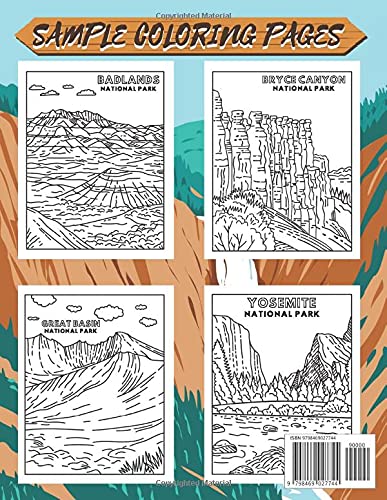 National Parks Coloring Book: Coloring Book of Famous National Parks