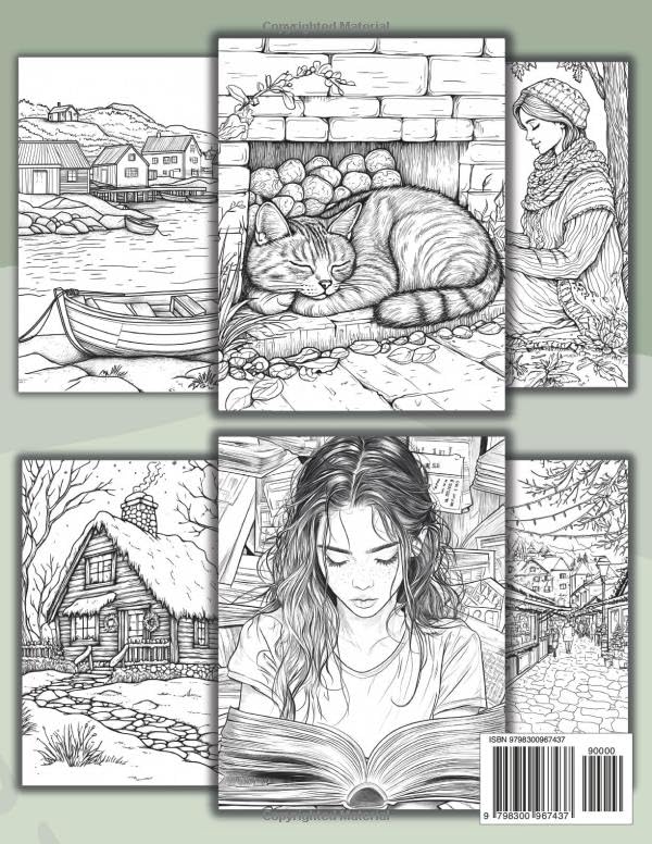 Hygge Place Coloring Book: Heal Your Soul With 50 Hand Drawn Designs Cozy Hygge Coloring Book