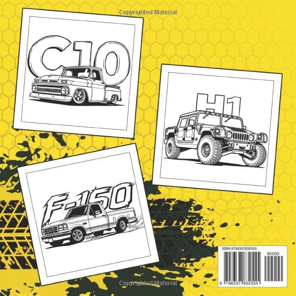 Insane Trucks Coloring Book: 50 Pickup Trucks Coloring Pages for Adults and Kids, Bold and Easy Designs for Relaxation and Stress Relief