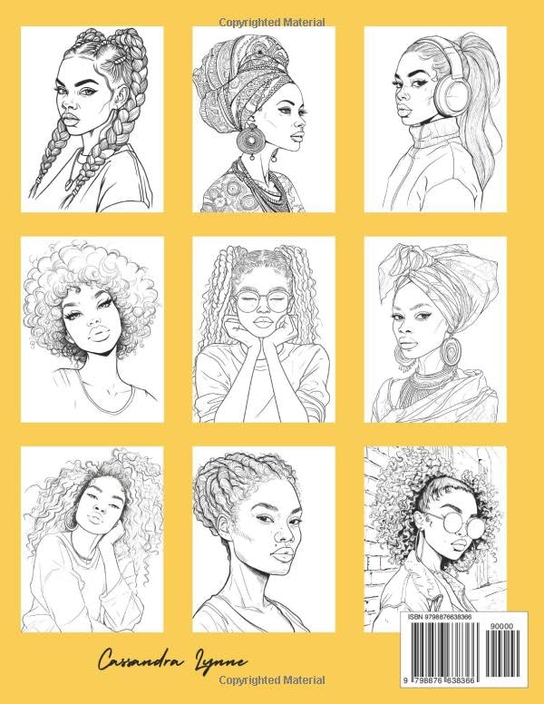 Black Women Coloring Book: Beautiful Coloring Book, 34 Portraits of Slaying Black Beauties