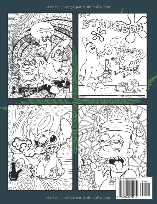 90s Stoner Coloring Book:: 44+NEW Funny, Trippy & Chill Cartoon Coloring Pages for Adults — A Perfect Way to Relax and Vibe (FrenchEdition)
