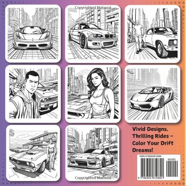 Drift Culture Coloring Book: Iconic Drift Cars, Street Racers, and High-Performance Vehicles to Color +70 Designs, 146 Pages No Bleed. (Car Coloring Books)