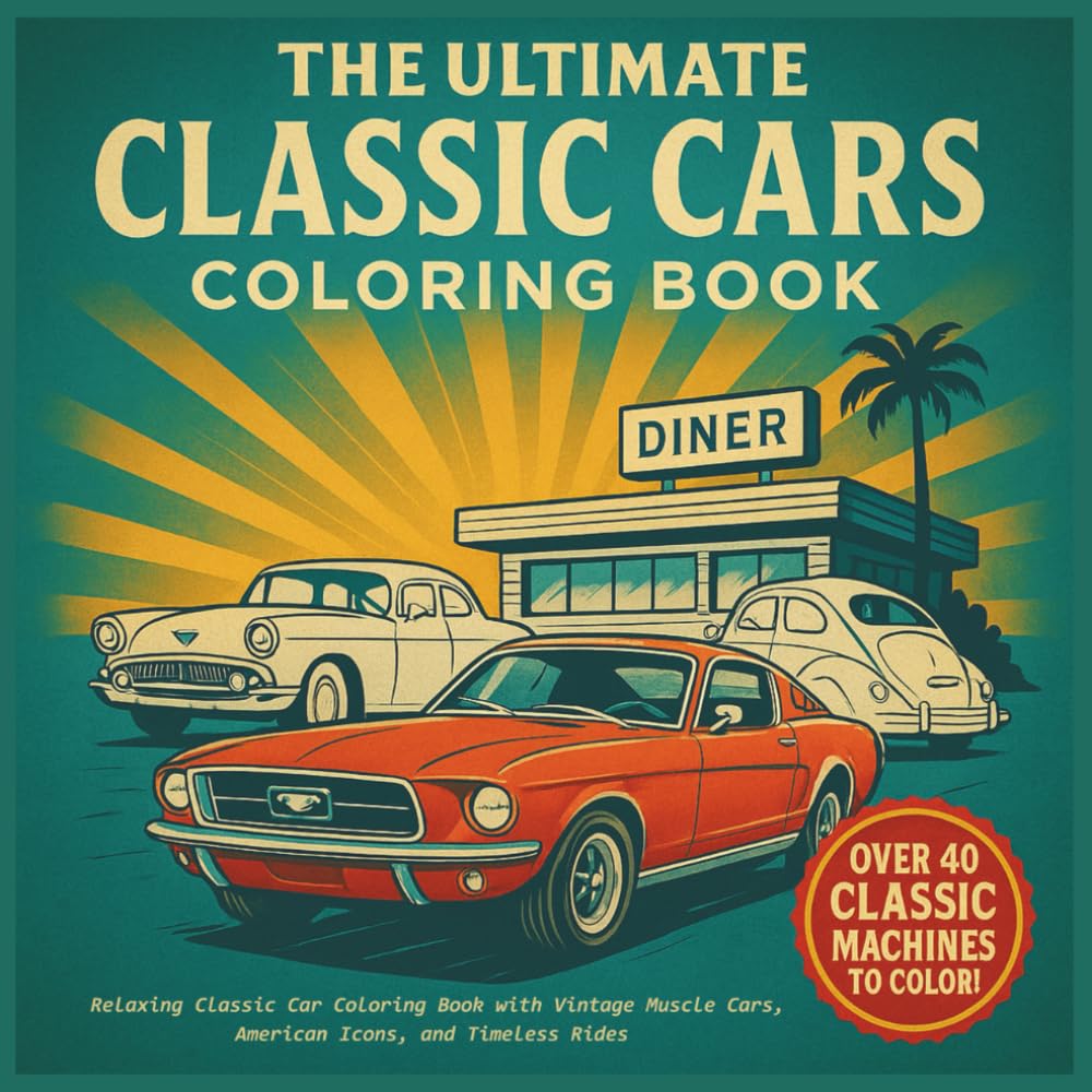 Classic Cars Coloring Book: Relaxing Classic Car Coloring Book | Vintage Muscle Cars, American Icons, and Timeless Rides for Adults, Teens, Men, Women and Auto Fans (Ultimate Car Coloring Series)