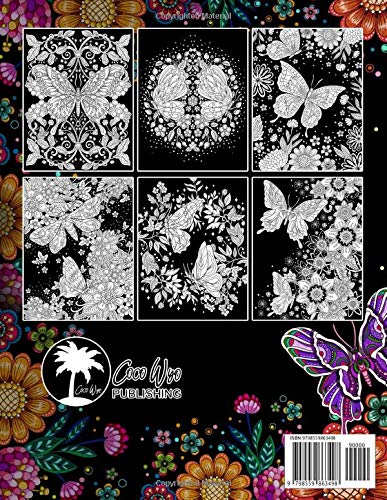 Butterfly Coloring Book: Adults Coloring Books Featuring Adorable Butterflies with Beautiful Floral In Night