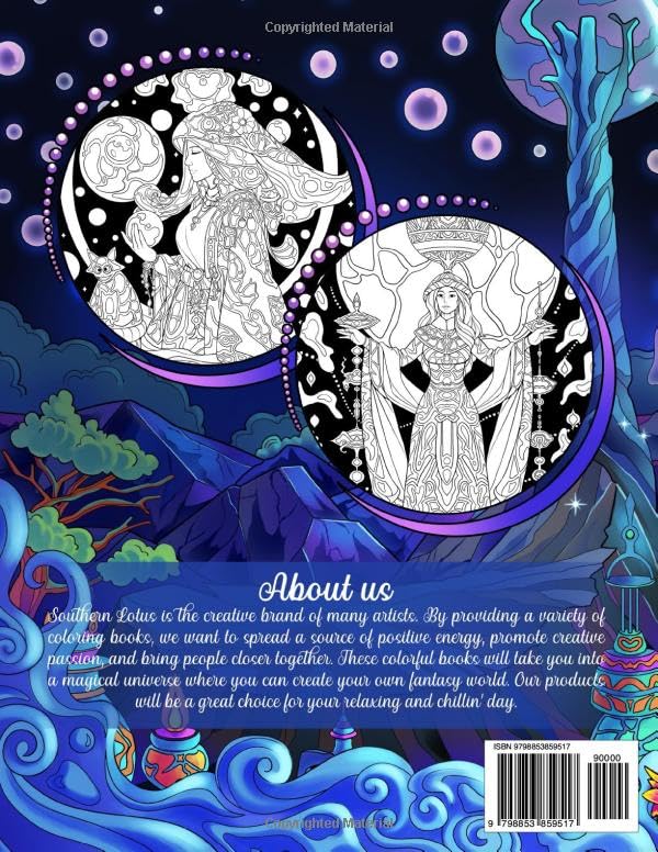 Powerful Witches: Coloring Book A Collection of Stunning Illustrations About the Magic and Power of Beautiful Witches, Large Print Coloring Pages for Adults to Relieve Stress