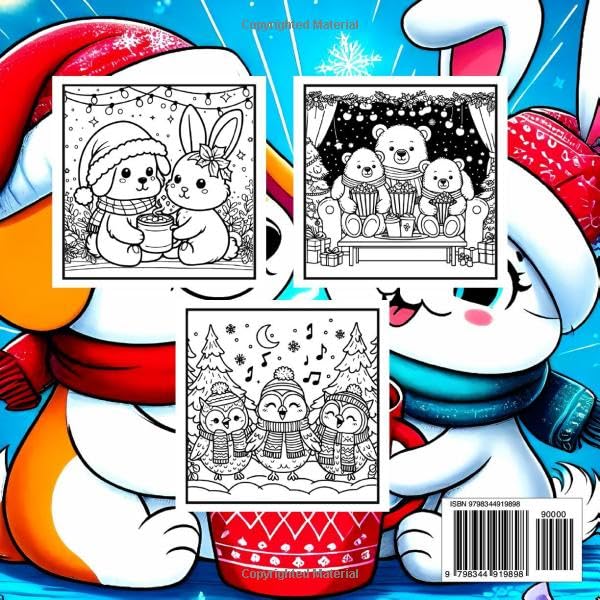 Hygge Christmas Cute and Cozy Coloring Book: for Adults and Teens Bold and Easy Winter Holiday Featuring Adorable Fuzzy Animal Characters and 39 Simple Designs for Relaxation and Stress Relief.