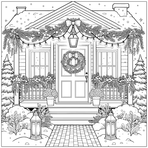 Holiday Homes Adult Coloring Book: Festive Cozy Houses for Yuletide and Winter Holidays