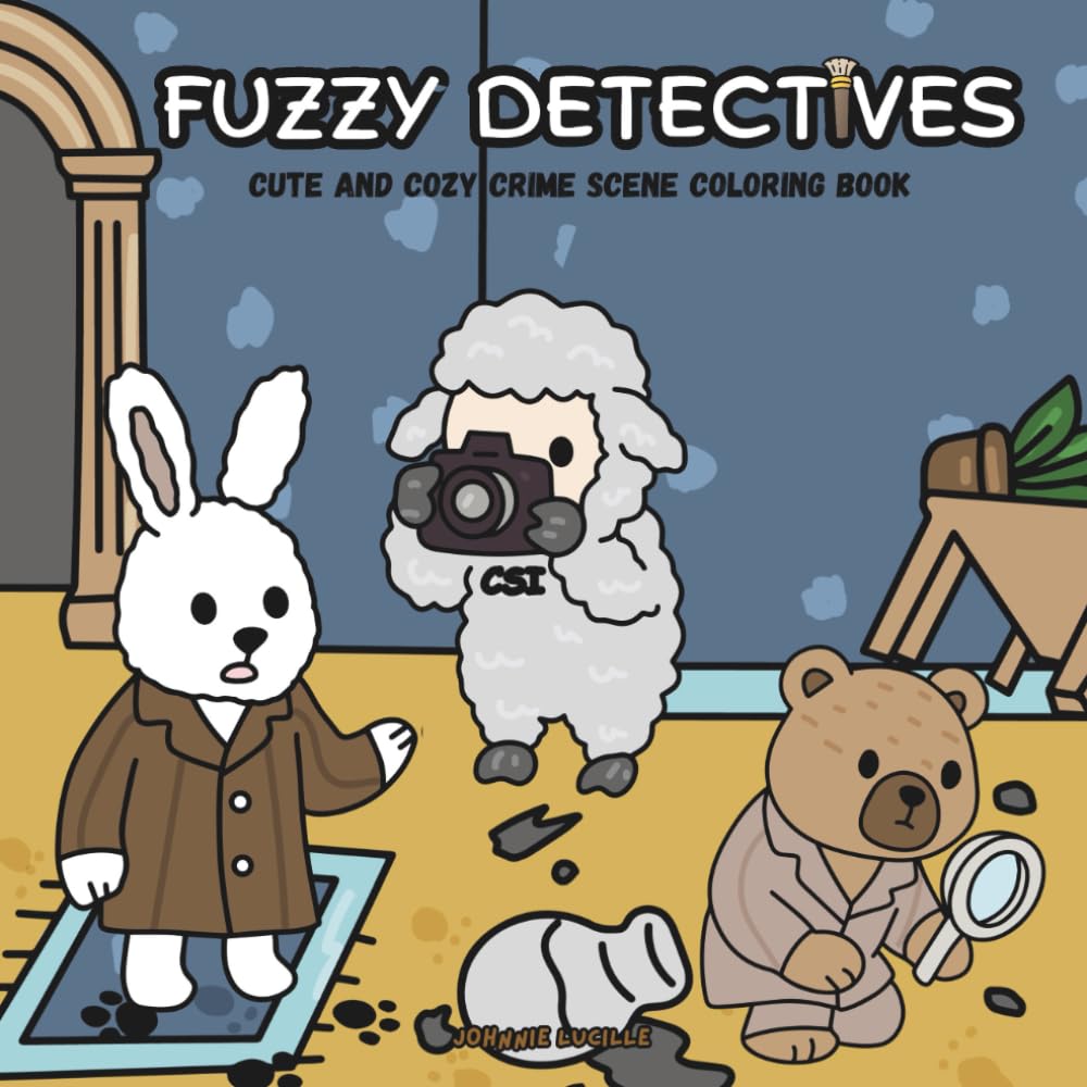 Fuzzy Detectives: Cute and Cozy Crime Scene Coloring Book for Teens and Adults, Featuring Adorable Animal Characters