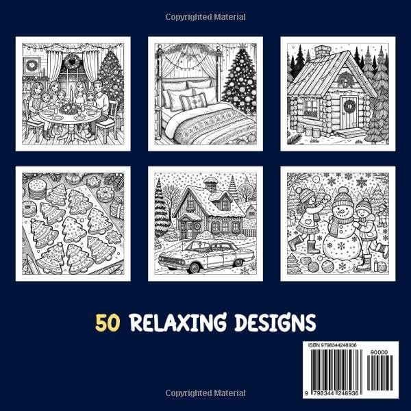 Hygge Christmas: A Comfy & Fuzzy Coloring Book of 50 Cute Festive Winter Holiday Scenes and Cozy Places for Teens & Adults to Unwind and Relieve Stress