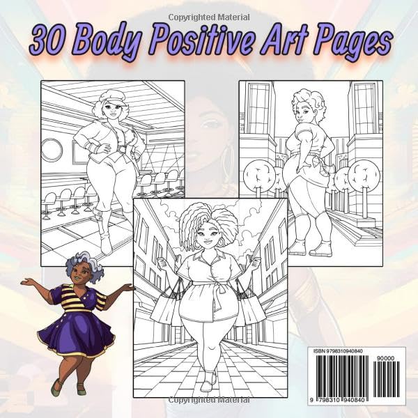 Black Ladies Coloring Book: 30 Hand-Drawn Illustrations | Adult Coloring Book for Black Women | Self-Care Gift with African American Art | Stress Relief & Relaxation for Curvy Queens