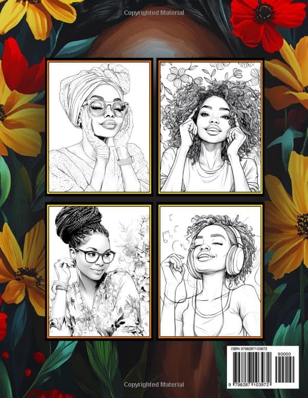 Black Women Coloring Book: 50 Coloring Pages of Beautiful African American Women Portraits