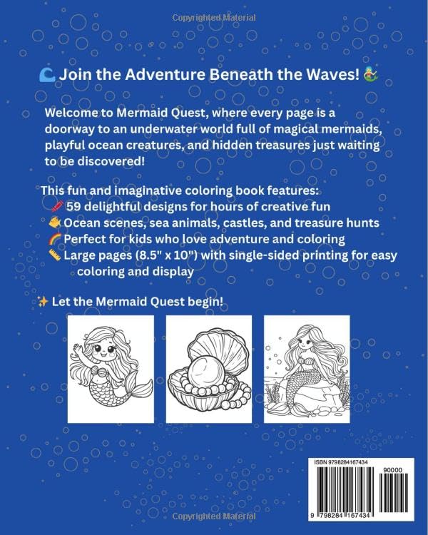 Mermaid Quest: An Underwater Coloring Adventure: Fun and Engaging Coloring Book for Girls Ages 6–10