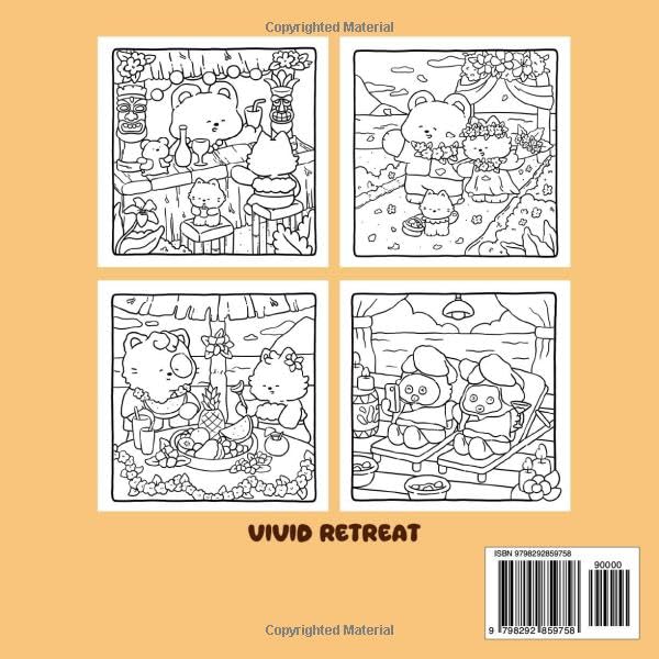 Hygge Hawaii: A Cute Coloring Book for Adults and Teens Featuring Adorable Animal Friends in Tropical Island Adventures for Relaxation