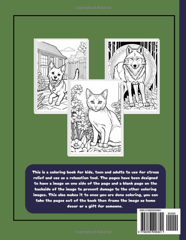 Animals Coloring Book: A Fun Collection of Animal Designs for Kids and Adults to Relax and Enjoy