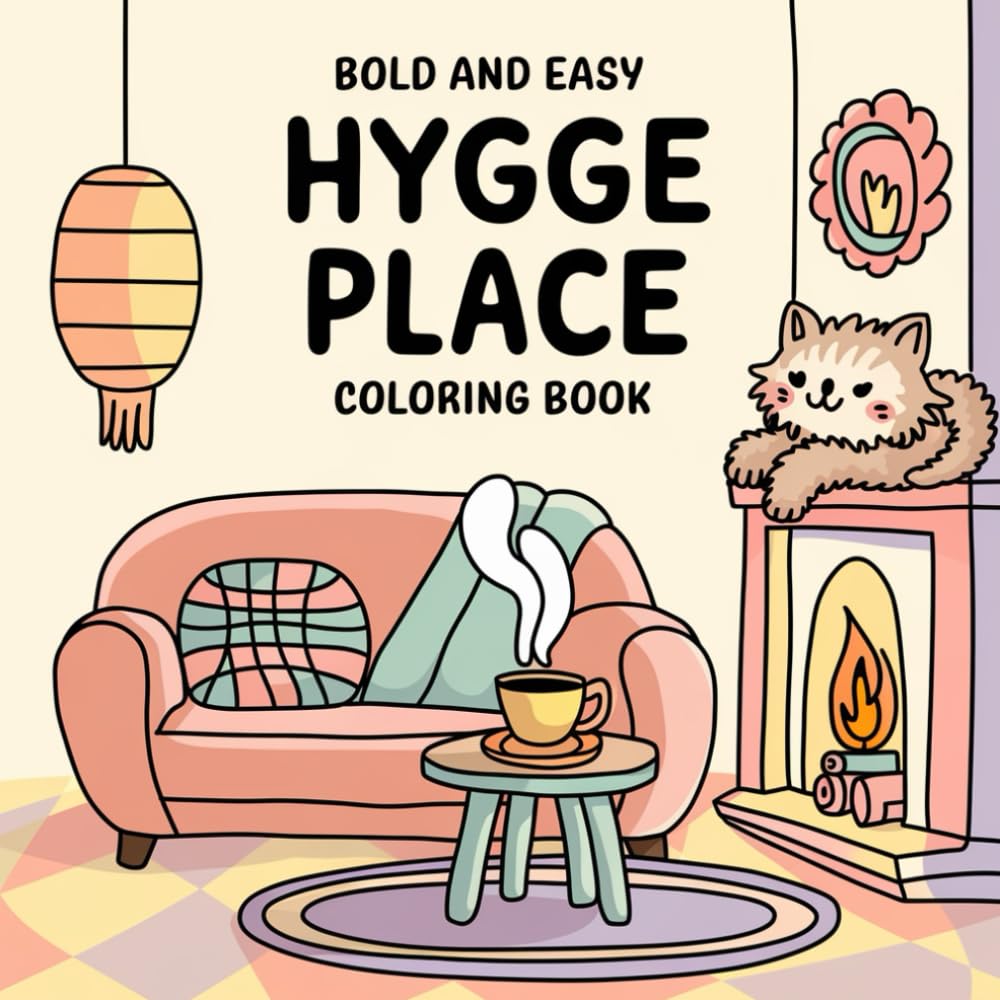 Hygge Place Bold and Easy Coloring Book: Cozy Home Illustrations for Relaxation and Mindfulness