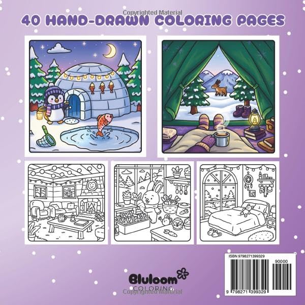 Hidden Homes (Snowy Edition): Cozy Winter Coloring Book for Adults and Kids Featuring Cute Polar Animals and Characters in Their Relaxing Hygge Homes