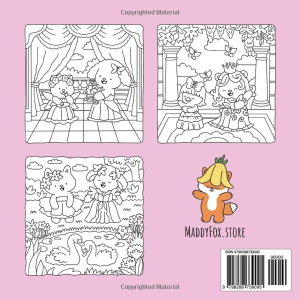 Princesses: A Hygge Coloring Book: A Cozy Coloring Adventure with Fuzzy Princess Animals and Whimsical Nature Scenes
