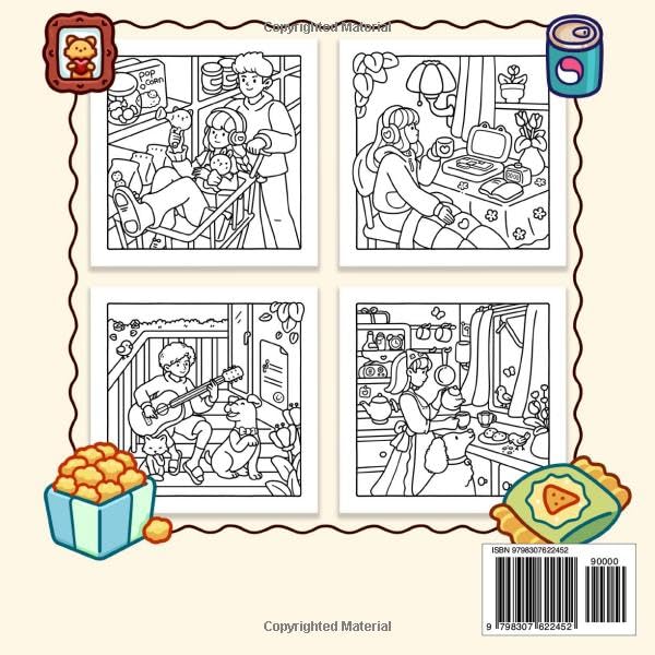 Chill Moments: A Cute and Cozy Coloring Book for Adults and Teens Featuring Girls and Boys in Relaxing Moments and Comfy Times for Stress Relief