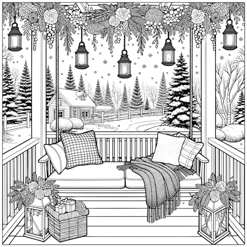 Holiday Homes Adult Coloring Book: Festive Cozy Houses for Yuletide and Winter Holidays