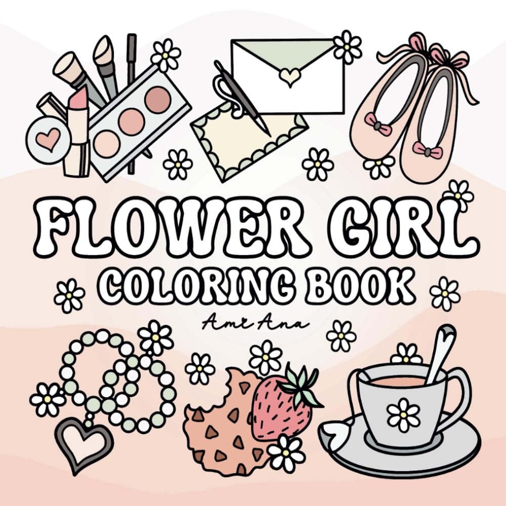 Flower Girl Coloring Book: Bold and Easy to Color, Simple and Big Designs, Cute and Girly Boho Wedding Theme with Adorable Hand-Drawn Daisy Artwork.