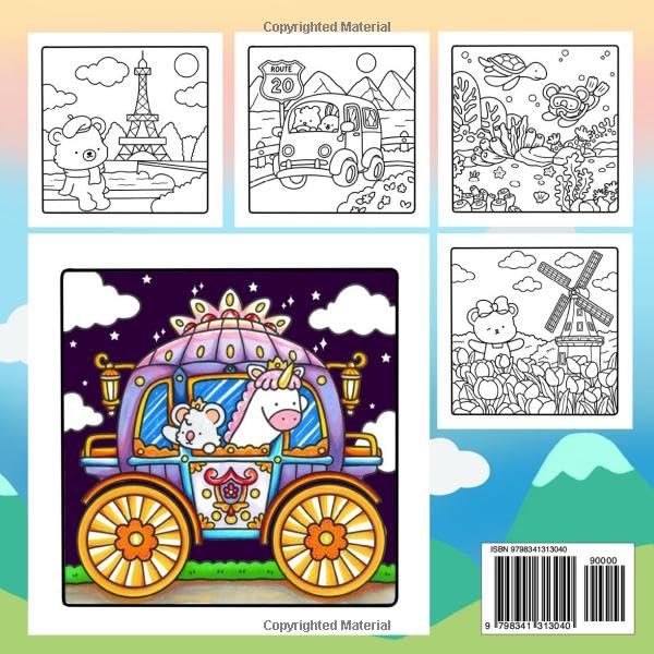 Hygge Holiday - Super Cute and Fun Adult Coloring Book: Featuring Adorable Animal Characters Engaging in Traveling and Relaxation Activities