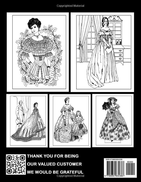 60s Victorian Fashions Coloring Book: Beautiful Historical Stylish Outfits With Creative And Inspirational Designs For Teens, Adults Relieving Stress & Relaxation