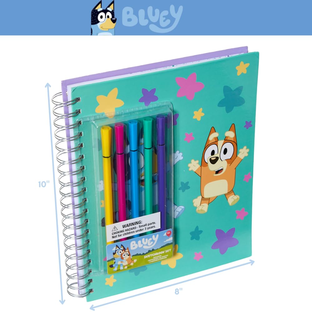Minecraft Sketchbook Set, 5 Washable Markers, Spiral Bound, 86 Blank Pages