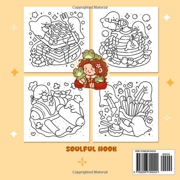 Spooky Bites: A Cute & Easy Coloring Book for Adults and Teens Featuring Mischievous Ghost Friends, and Comfort Foods for Relaxation