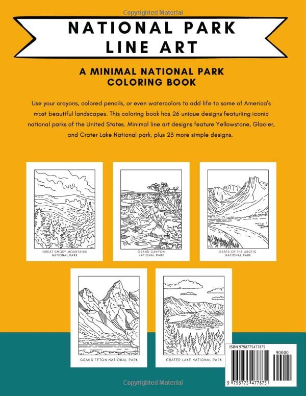 National Park Line Art: A Minimal National Park Coloring Book
