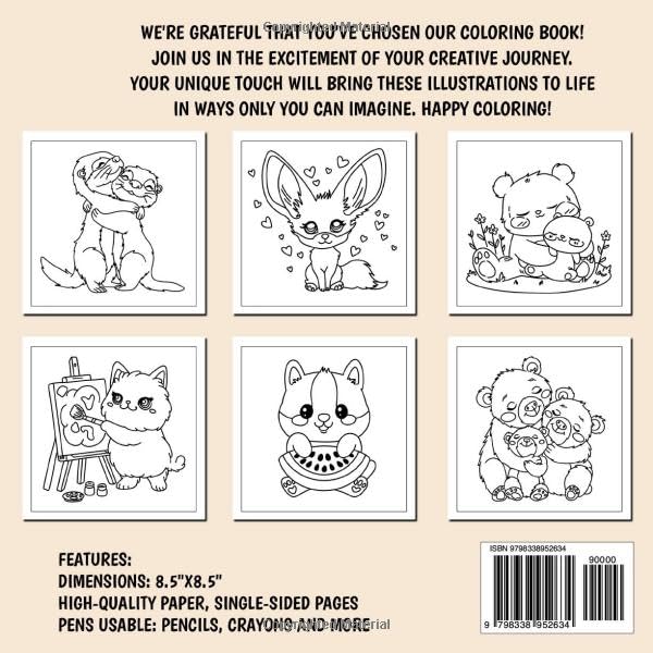Fuzzy Friends Coloring Book: Bold and Easy, Simple and Big Designs For Adults and Kids Relaxation Featuring Lovely Animals
