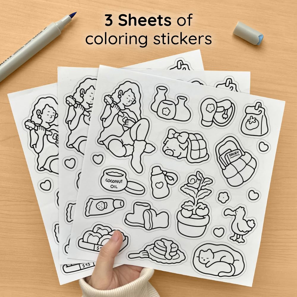 Coco Wyo Coloring Book (Spiral Bound) & Sticker Set for Adults & Teens - Girl Moments 2