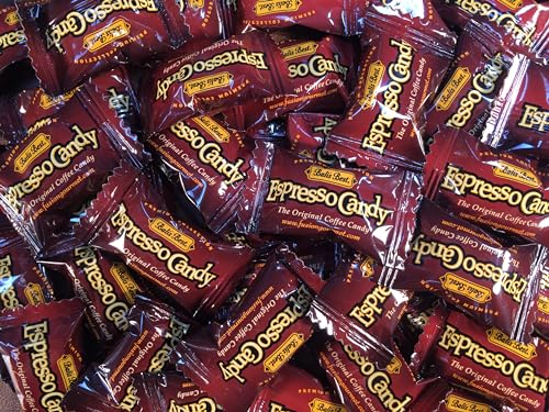 Espresso Candy, 1 Pound Jar, Individually Wrapped Hard Candy with Espresso Filled Center, Made with Real Sumatran Coffee, Halal