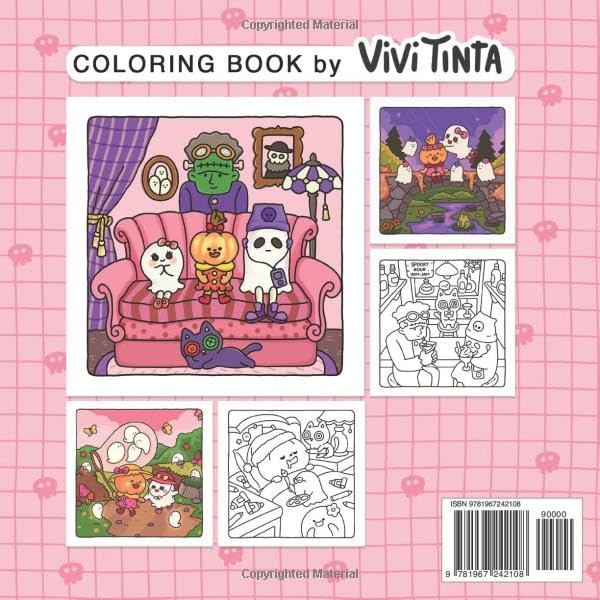 Spooky Ville: Cute & Cozy Coloring Book for Adults and Teens Featuring Hygge Moments for Relaxation
