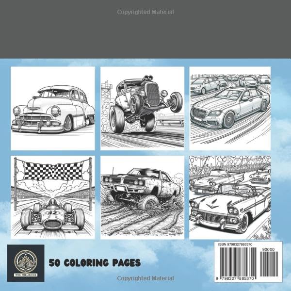 Cars in Action Coloring Book: 50 Dynamic images to color