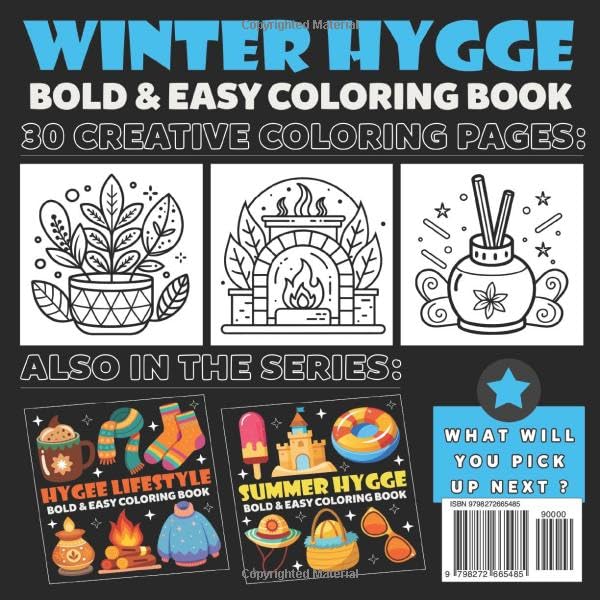 Winter Hygge Coloring Book | Bold and Easy Coloring Book: 70 Pages - 8.5" x 8.5" - For Hygge Lifestyle Lovers (Bold & Easy Coloring Book Series)