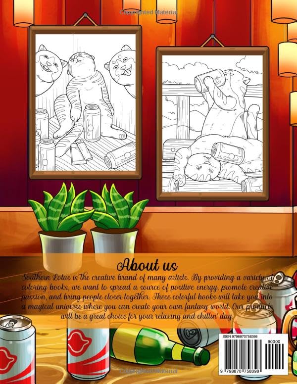 Drunk Cats: Coloring Book with Funny Illustrations and Hilarious Designs of Drunk Felines, Relaxing Drawing Pages for Adults, Women, and Kitten Lovers to Relieve Stress and Anxiety