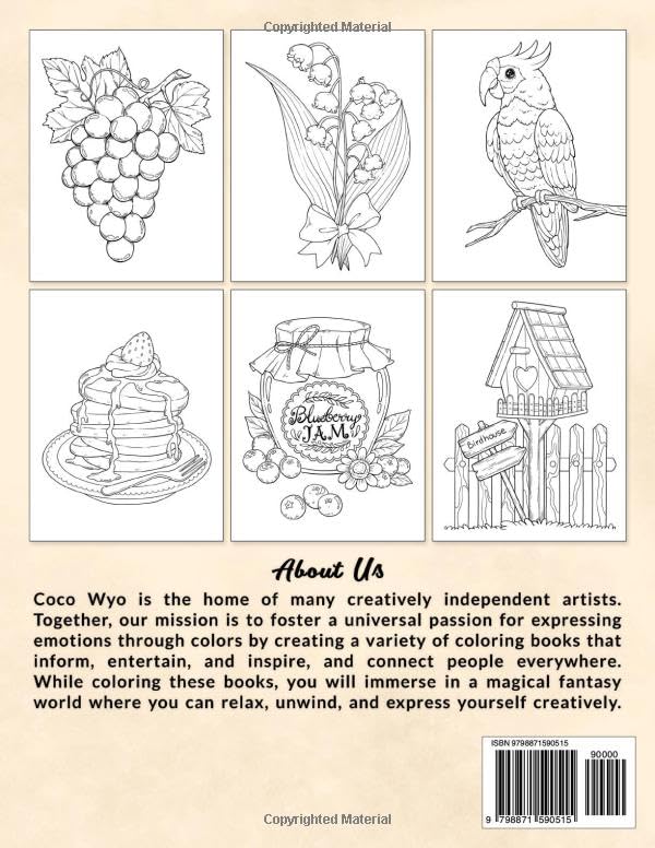 Easy Peasy: Simple Coloring Book for Beginners with Flowers, Animals, Foods, Sweets and More