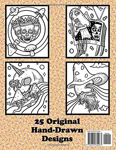 Adult Coloring Book Mushrooms & Skulls for Stoners: Stress Relief Art Therapy and Relaxation