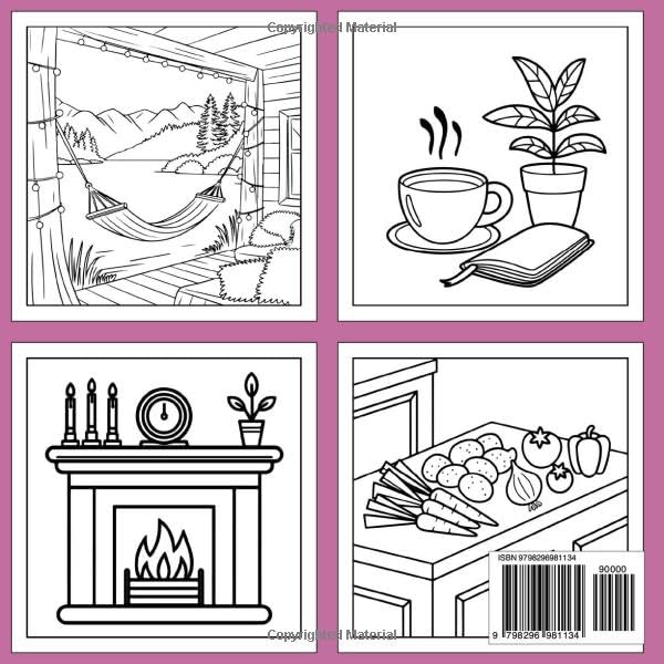 Bold and Easy Hygge Place Coloring Book: Relaxing Designs for Stress-Free Coloring