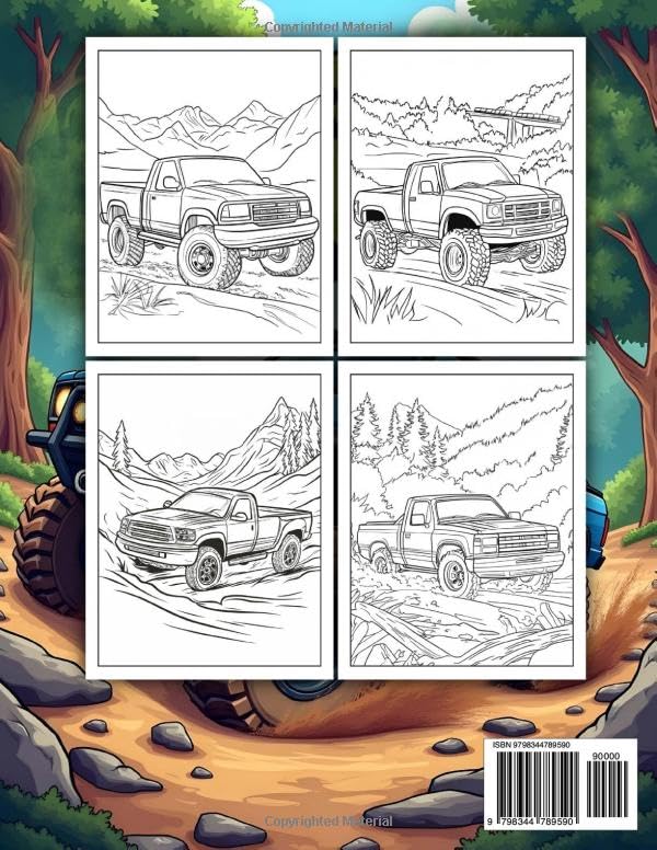 Extreme Trucks Coloring Book: Fun Truck Adventure: 100 Coloring Pages for Kids & Teens, Ages 6-18