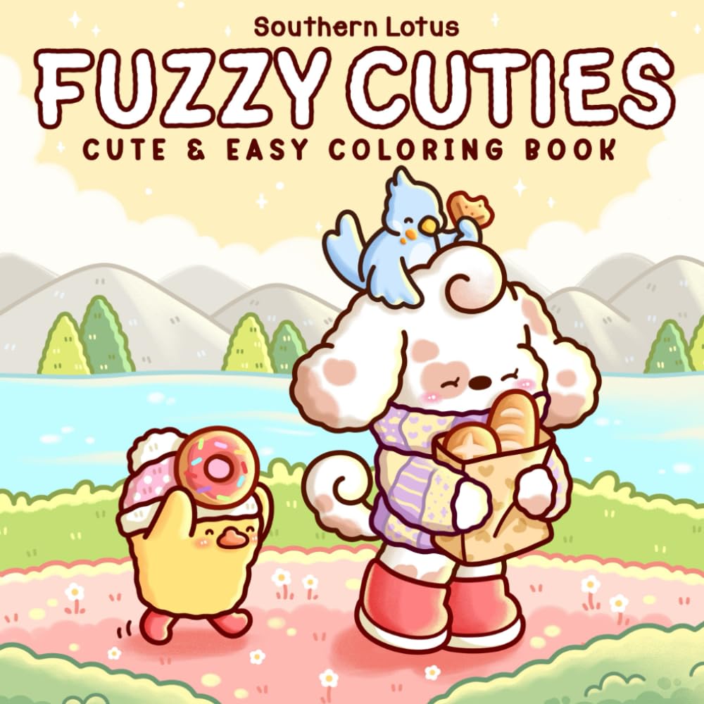 Fuzzy Cuties: Coloring Book for Adults and Teens Featuring Little Fuzzy Animals in Comfy Moments and Cozy Times, Cute and Easy Designs for Relaxation