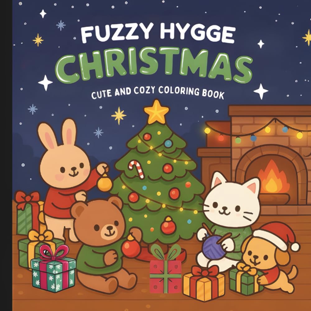 Fuzzy Hygge Christmas Coloring Book: Cute And Comfy Christmas Coloring Book