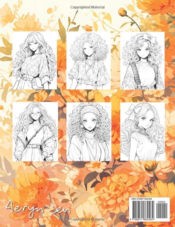 Anime Coloring Book: 70s girls