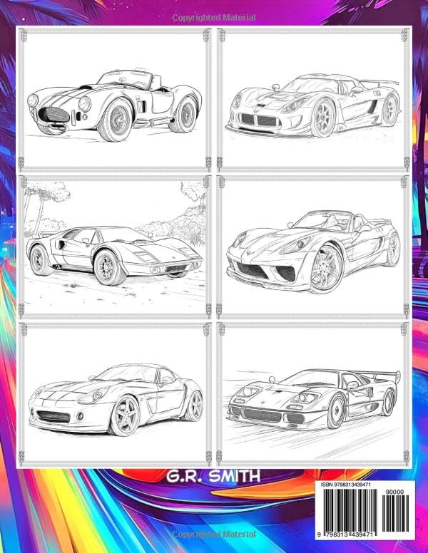 Sports Cars Coloring Book: 50 Pages with Collection of Sports Cars.