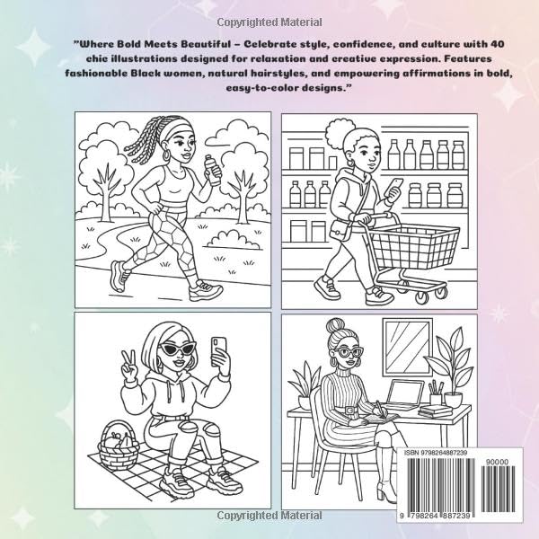 Black Girl Chic: Bold and Cute Coloring Book for Adults and Teens-African American Women Cozy Coloring Pages