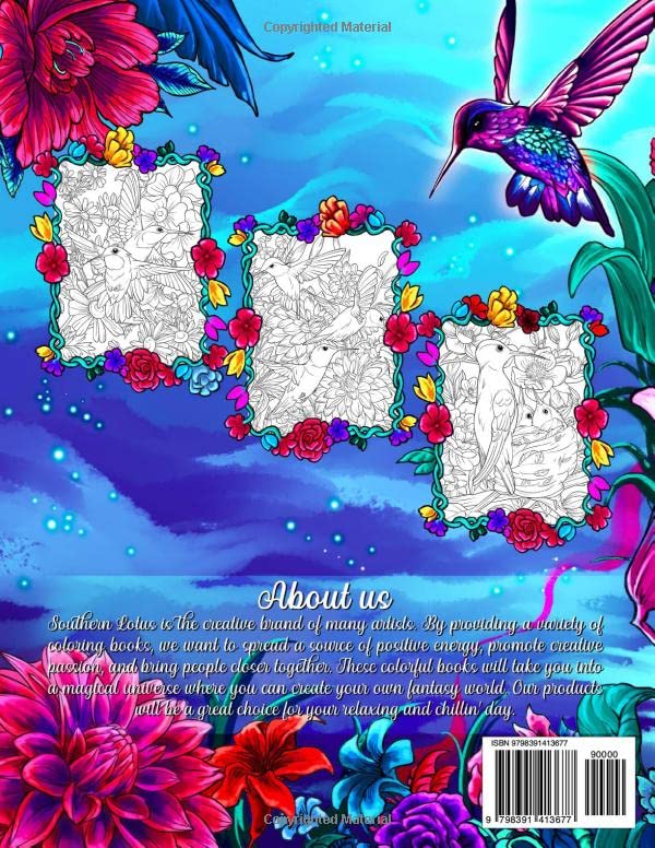 Hummingbird Coloring Book: Relaxing Coloring Pages Featuring Beautiful Birds Illustrations With Vibrant Flowers, Fowl Nests, and Nature Scenes, Colorful Pattern Designs For Adults